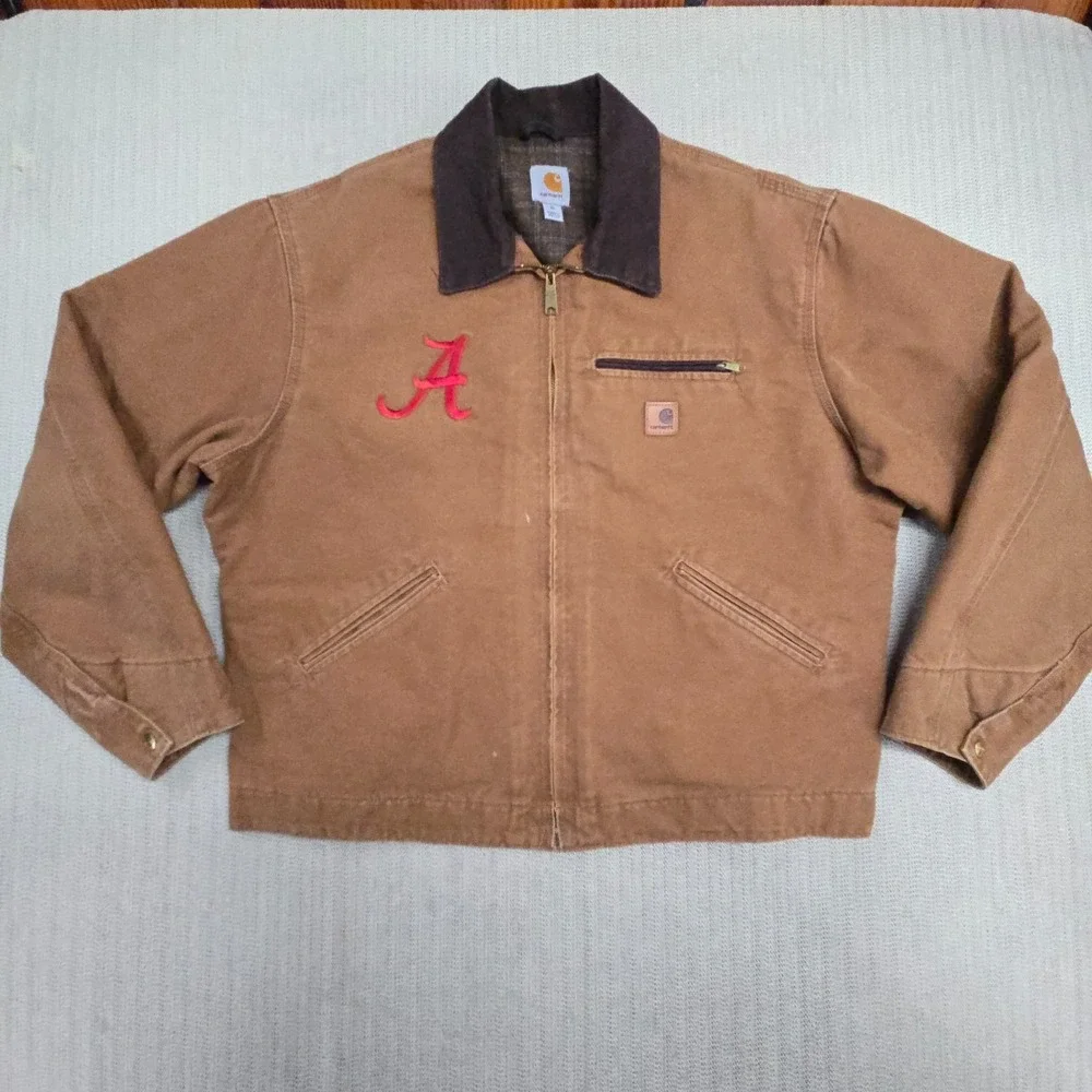 Carhartt Alabama Crimson Tide Jacket Mens XL Blanket Lined Detroit Duck Canvas